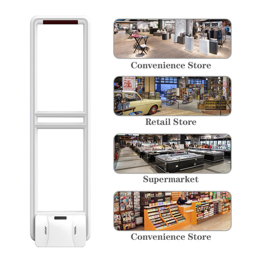 Retail Anti-Theft Equipment Tower, Retail Anti-Theft Device Check Point Equipment Include 2 PCS Security Sensors +100 PCS Security Tags+1 PCS Tags Accessories AM EAS System 58KHZ