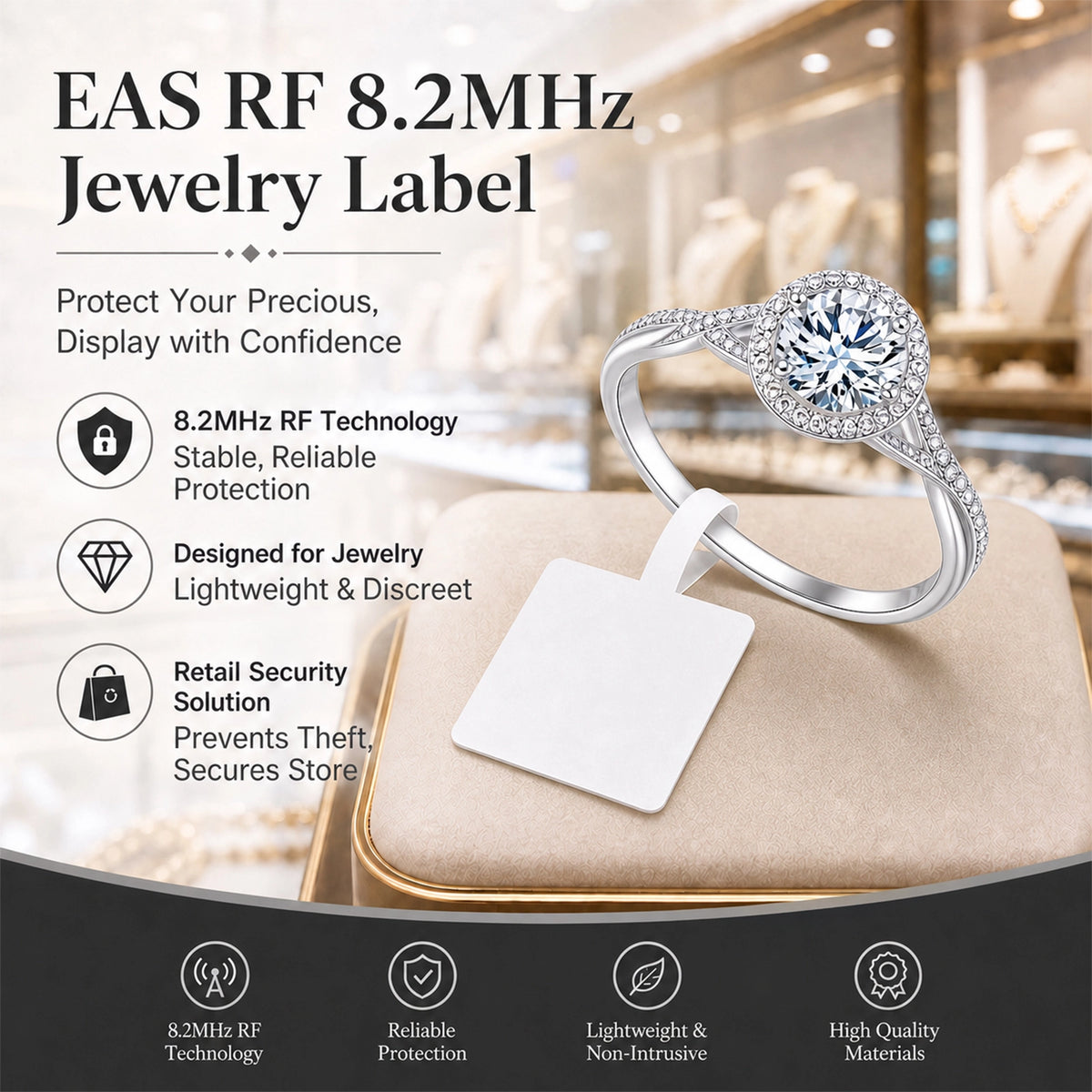 8.2MHz RF Jewelry Security Labels, 500 Pack – product view 2