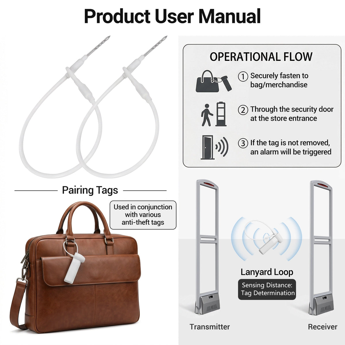 Security Tag Wire Lanyards, 6.7 in, 100 Pack – product view 6