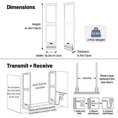 58kHz AM EAS Security Gate System for Retail Stores | PACABA AM-052