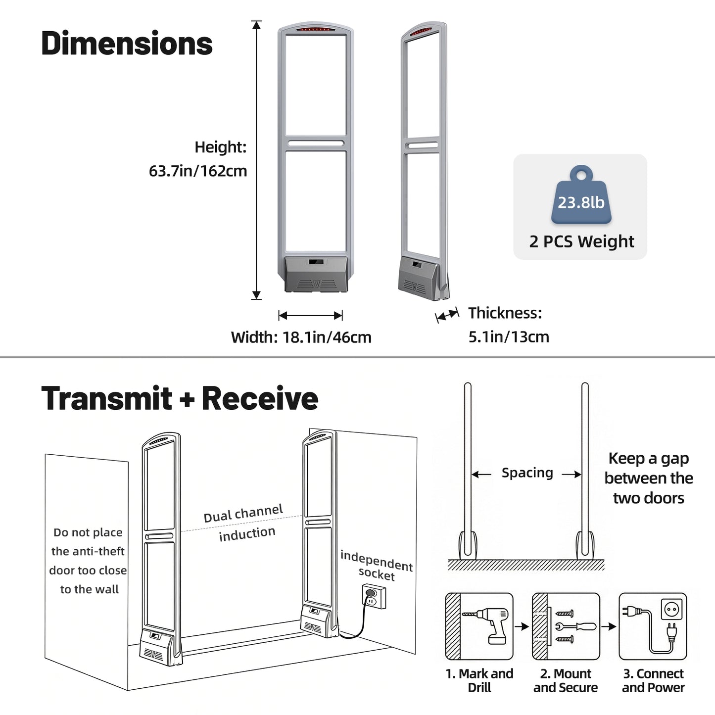 PACABA Retail Security Gate Theft-Prevention AM EAS System for Clothing Stores | AM-055