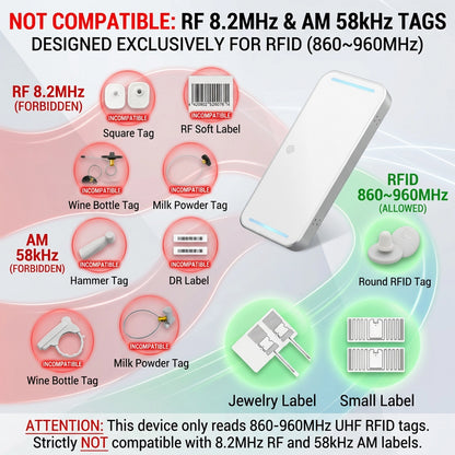 RFID 860~960MHz Alarm Detector for Clothing & Jewelry Shop