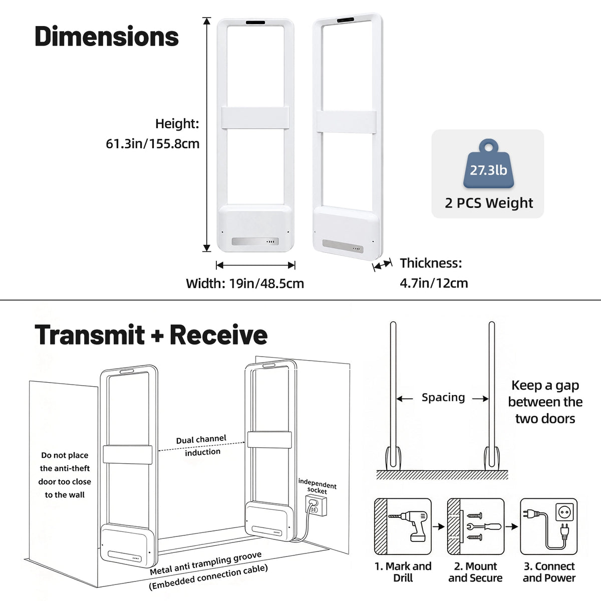 PACABA Retail Security Gate Theft-Prevention AM EAS System for Clothing Stores | AM-088 – product view 7