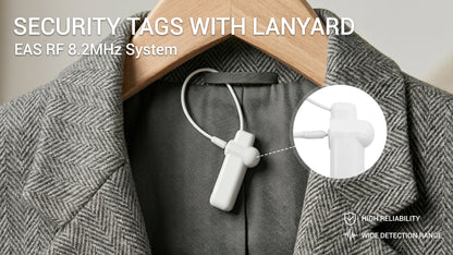8.2MHz RF Lanyard Security Tags, White, 100 Pack